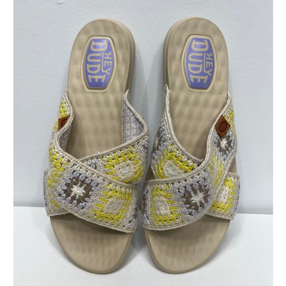 Hey Dude Cristi Slide Cottage Crochet Sandals / Size-10 - Picture 1 of 10
